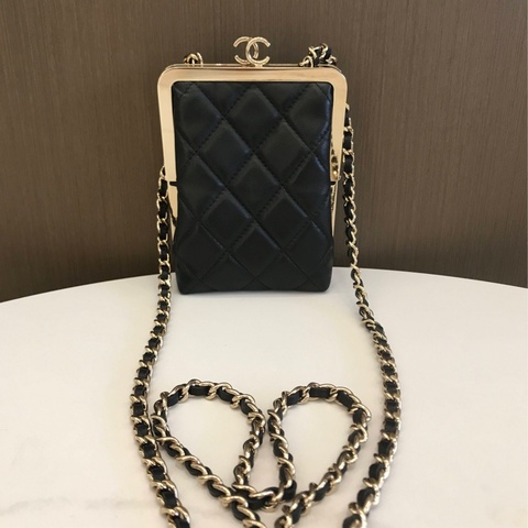 Chanel 黑金 夾子晚宴包 鏈條包