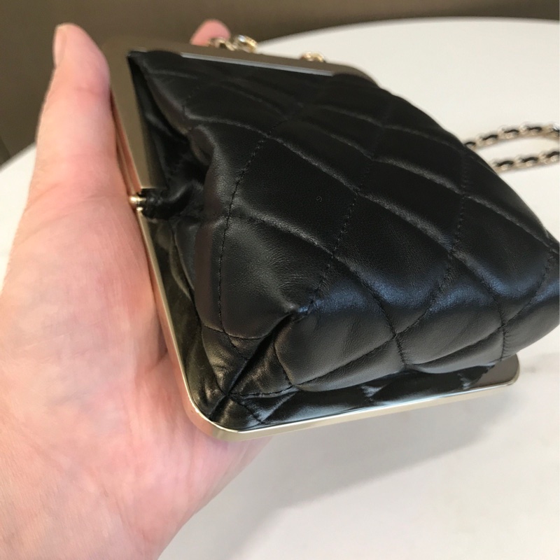 Chanel 黑金 夾子晚宴包 鏈條包-3