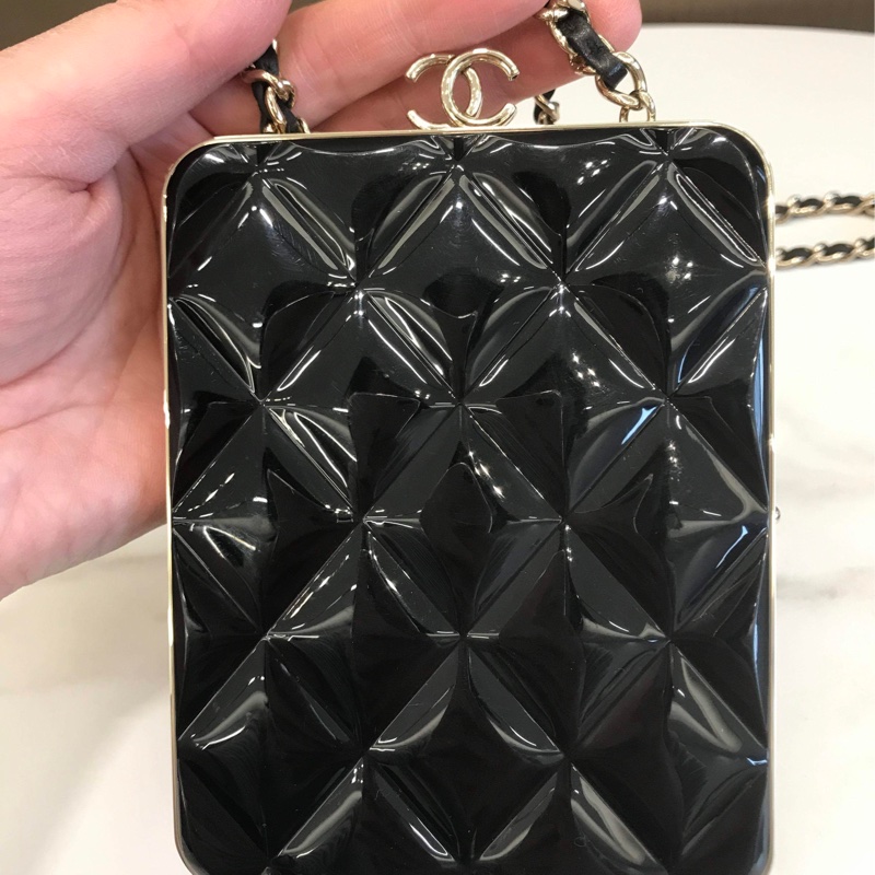 Chanel 黑金 夾子晚宴包 鏈條包-5
