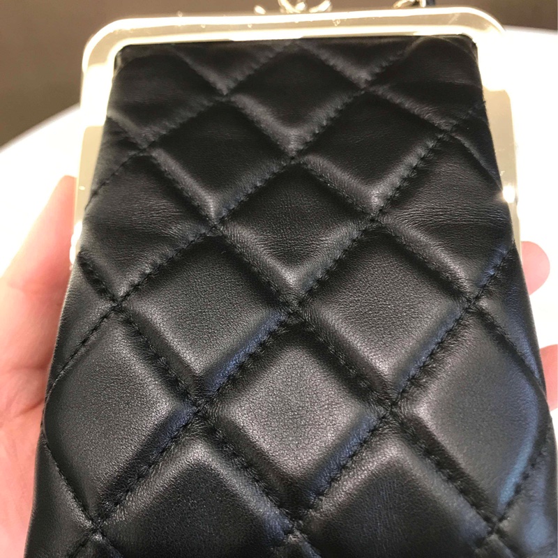 Chanel 黑金 夾子晚宴包 鏈條包-6