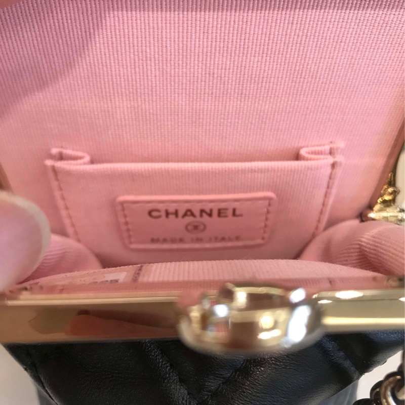 Chanel 黑金 夾子晚宴包 鏈條包-8