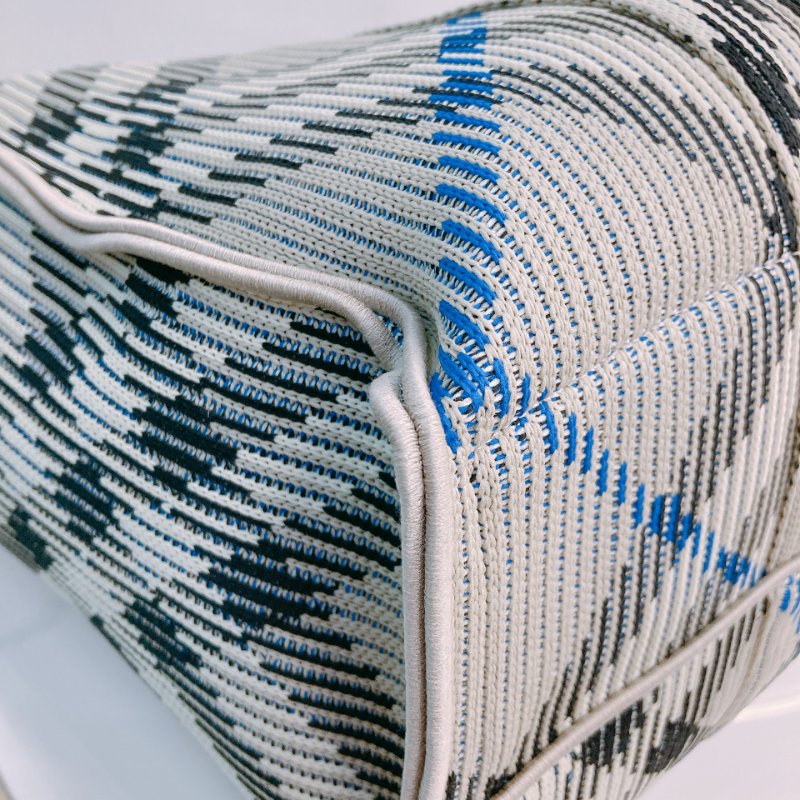 MS0622 Burberry 博柏利 巴寶莉 帆布毛織 手提大包 灰色 亂紋 復古金扣 Check Knitted Tote Bag Medium 40cm Canvas Grey x GHW-5