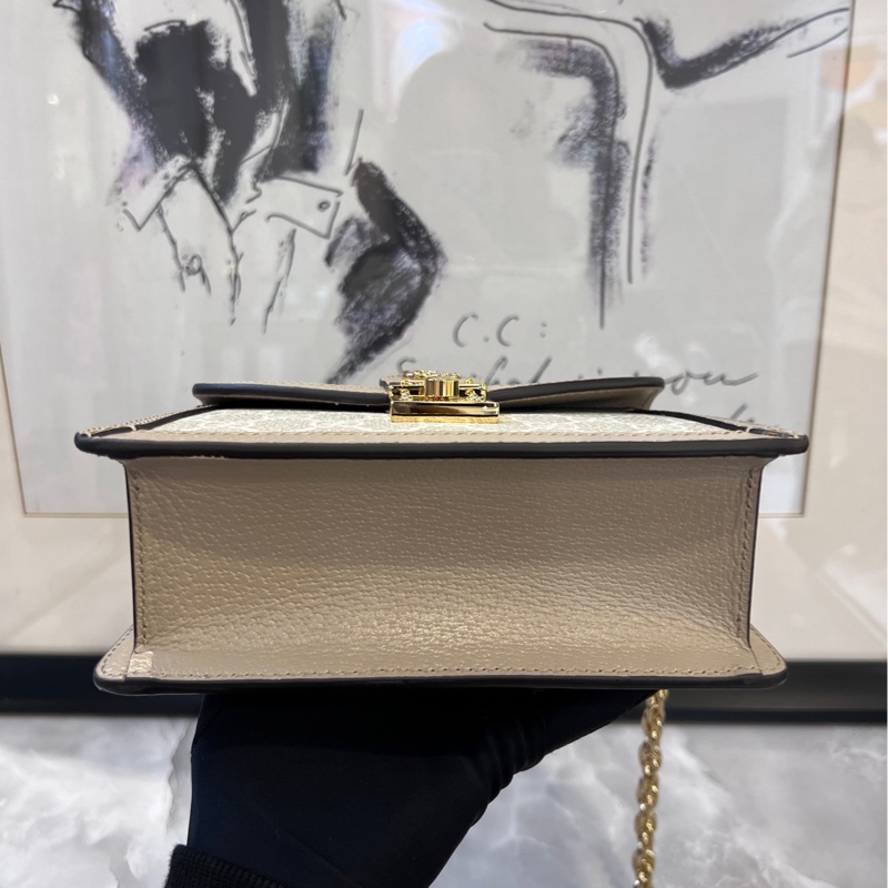 古馳Gucci Ophidia系列 燕麥色老花鏈條包 郵差包-2