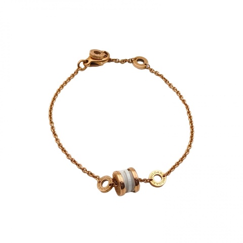 BVLGARI B.ZERO1小彈簧手鏈18K玫瑰金/白陶瓷S-M碼