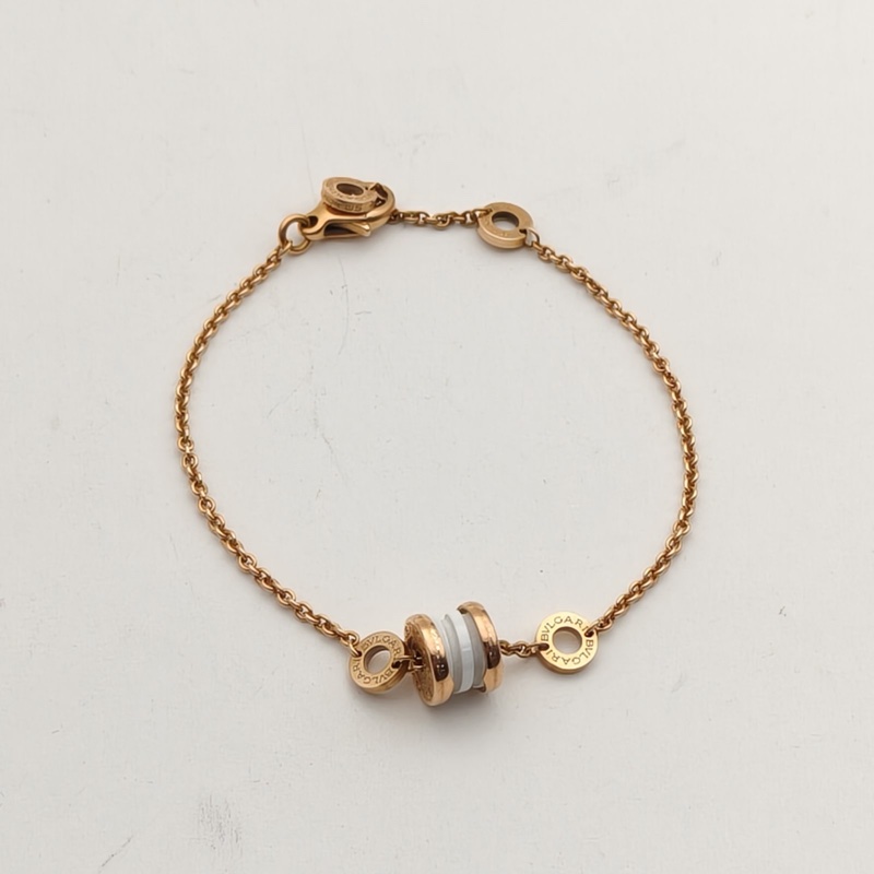 BVLGARI B.ZERO1小彈簧手鏈18K玫瑰金/白陶瓷S-M碼-1