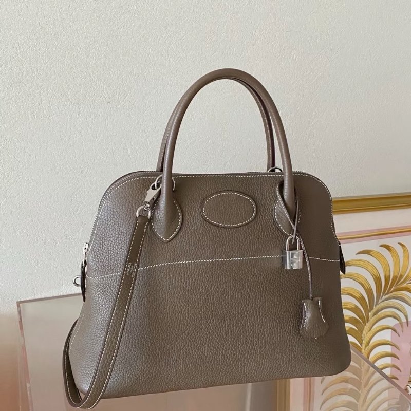 Hermes大象灰T/C皮銀扣bolide 31手提側背包-1