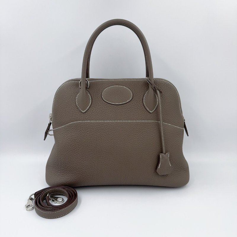 Hermes大象灰T/C皮銀扣bolide 31手提側背包-2