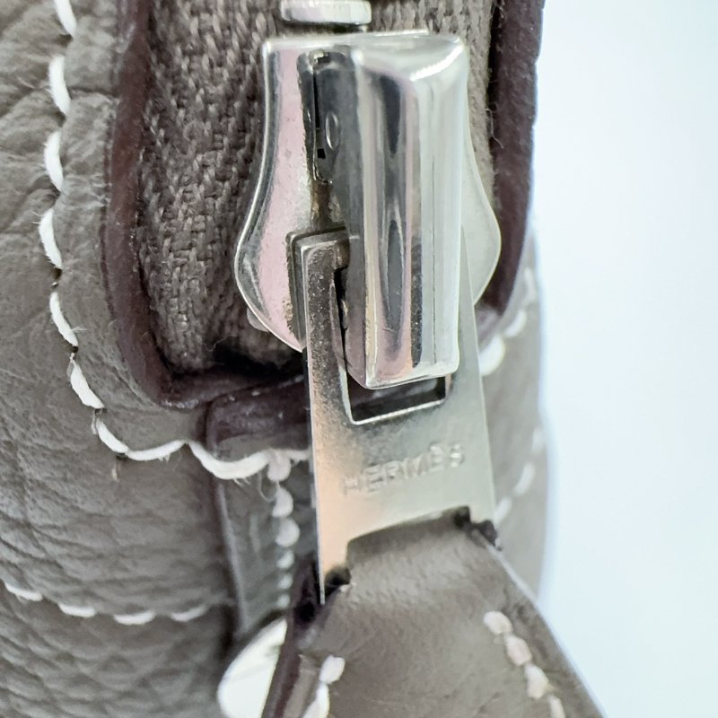 Hermes大象灰T/C皮銀扣bolide 31手提側背包-15