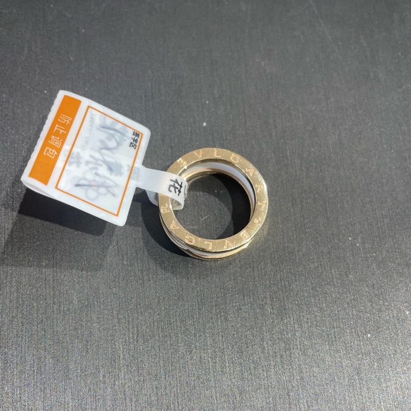 BVLGARI B.ZERO1彈簧戒指三圈18K玫瑰金/白陶瓷55-4