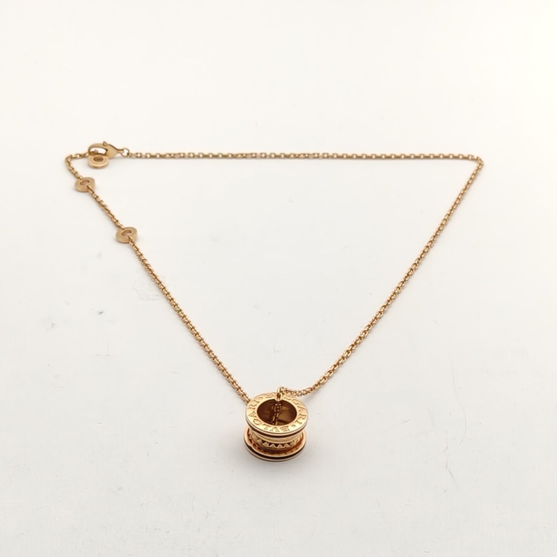 BVLGARI B.ZERO1彈簧項鏈ROCK鉚釘小號黑邊18K玫瑰金/黑陶瓷-4