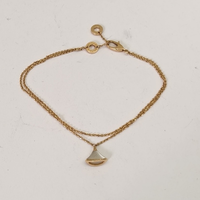 BVLGARI DIVASDREAM白母貝小扇子手鏈18K玫瑰金M-L碼-1