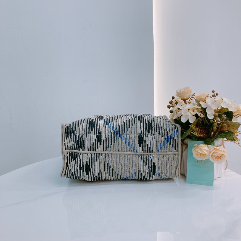 MS0621 Burberry 博柏利 巴寶莉 帆布毛織 手提小包 灰色 亂紋 復古金扣 Check Knitted Tote Bag Mini Canvas Grey x GHW-4