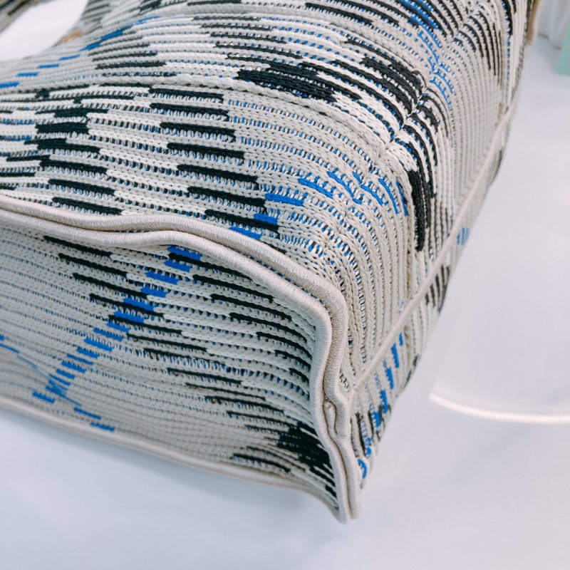 MS0621 Burberry 博柏利 巴寶莉 帆布毛織 手提小包 灰色 亂紋 復古金扣 Check Knitted Tote Bag Mini Canvas Grey x GHW-7