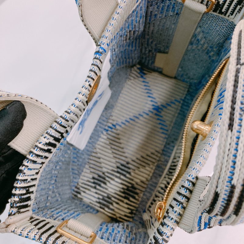 MS0621 Burberry 博柏利 巴寶莉 帆布毛織 手提小包 灰色 亂紋 復古金扣 Check Knitted Tote Bag Mini Canvas Grey x GHW-11
