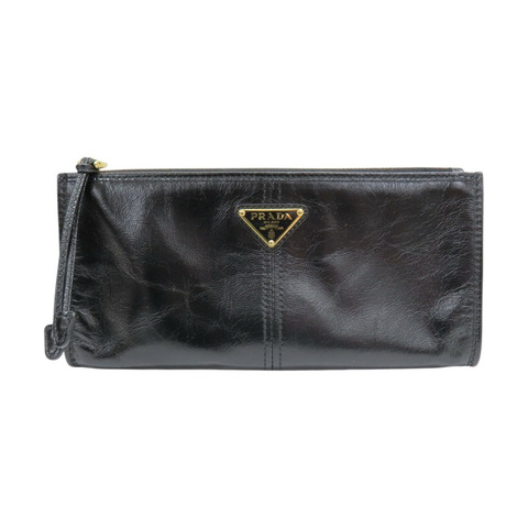 黑色 牛皮 Pouch 拉鍊長夾 1MB051【PRADA普拉達】 1MB051
