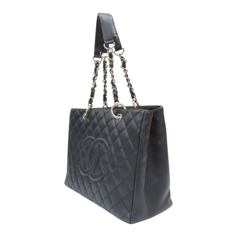 黑色 菱格紋 荔枝牛皮 GST 肩背包 銀釦【CHANEL 香奈兒】 A50995-2