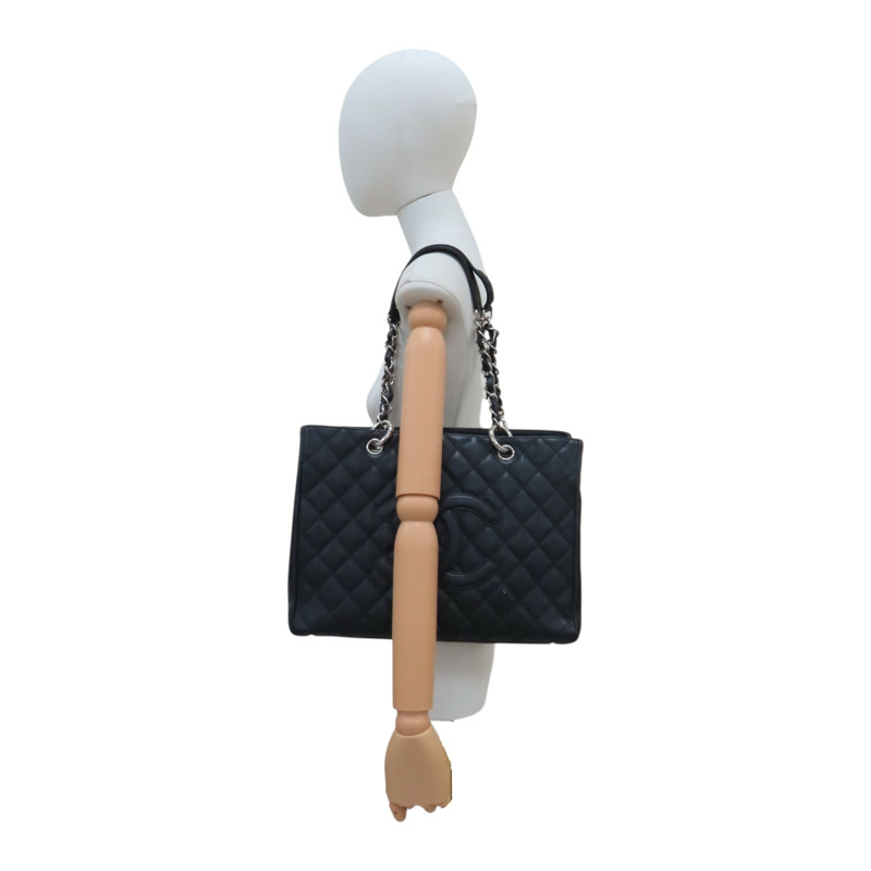 黑色 菱格紋 荔枝牛皮 GST 肩背包 銀釦【CHANEL 香奈兒】 A50995-8