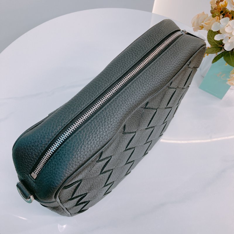 MS0623 Bottega Veneta 寶緹嘉 葆蝶家 相機包 經典織紋 牛皮頸紋 黑色 銀扣 Intrecciato Camera Bag 29cm Calfskin Black x PHW-9