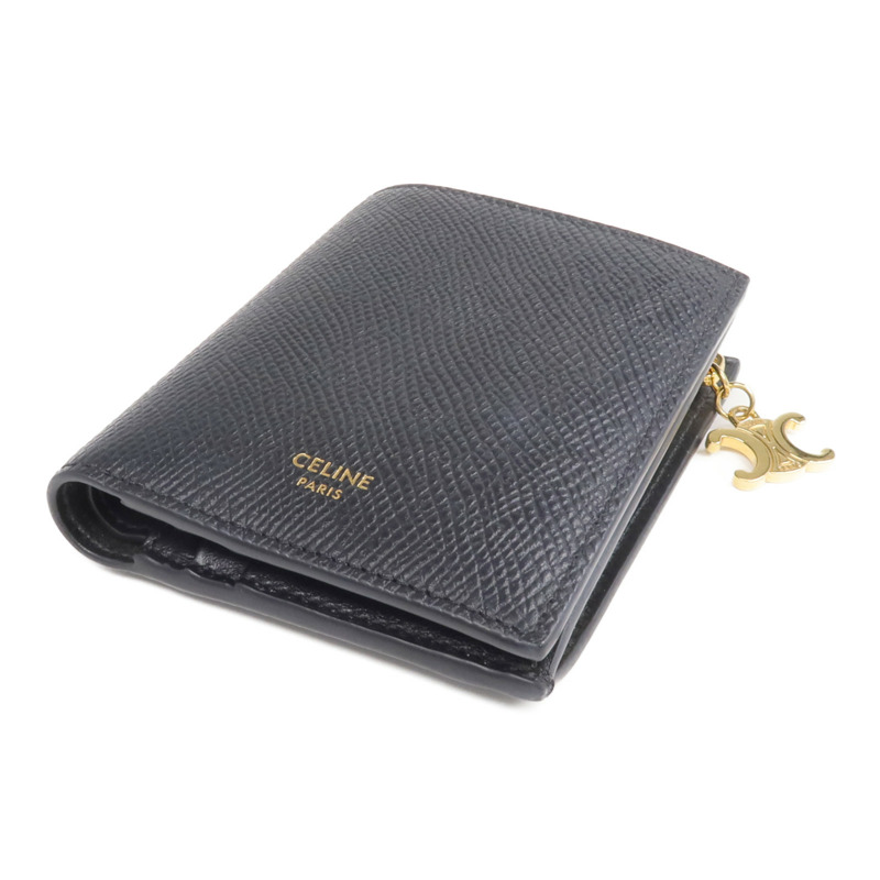 CELINE 牛皮皮革Triomphe Compact Wallet金扣錢包-3