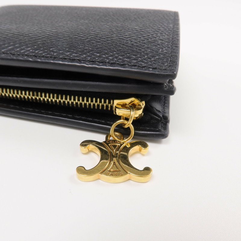 CELINE 牛皮皮革Triomphe Compact Wallet金扣錢包-8