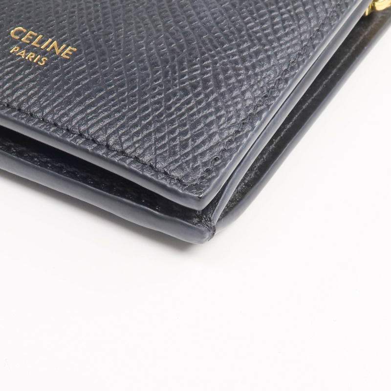 CELINE 牛皮皮革Triomphe Compact Wallet金扣錢包-11
