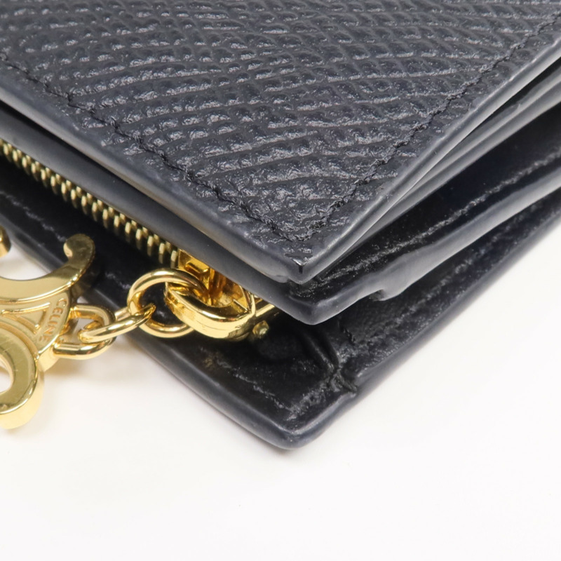 CELINE 牛皮皮革Triomphe Compact Wallet金扣錢包-13