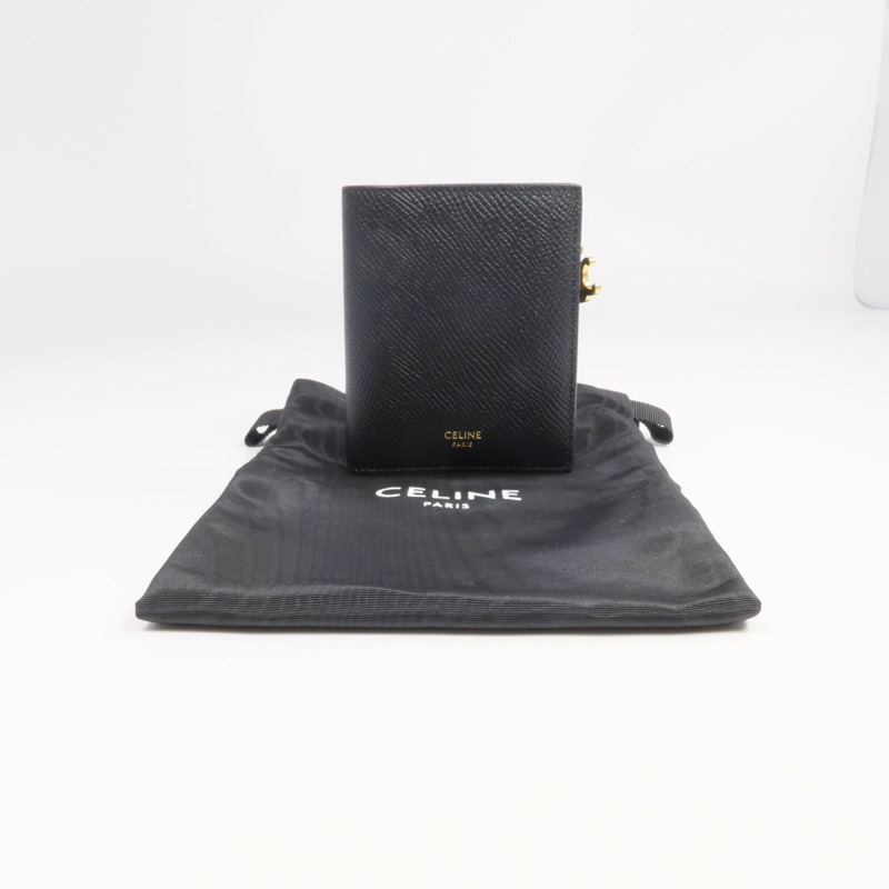 CELINE 牛皮皮革Triomphe Compact Wallet金扣錢包-15