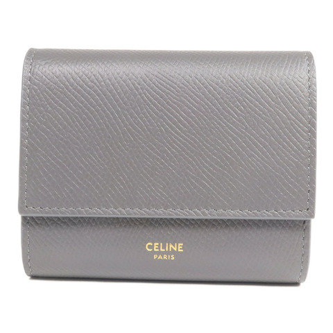 CELINE 牛皮皮革Tri-Fold Wallet金扣錢包