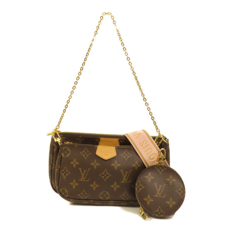 LOUIS VUITTON Monogram Multi Pochette Accessoires金扣手挽肩背兩用袋棕色
