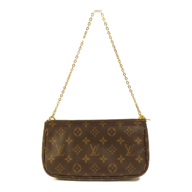 LOUIS VUITTON Monogram Multi Pochette Accessoires金扣手挽肩背兩用袋棕色-1