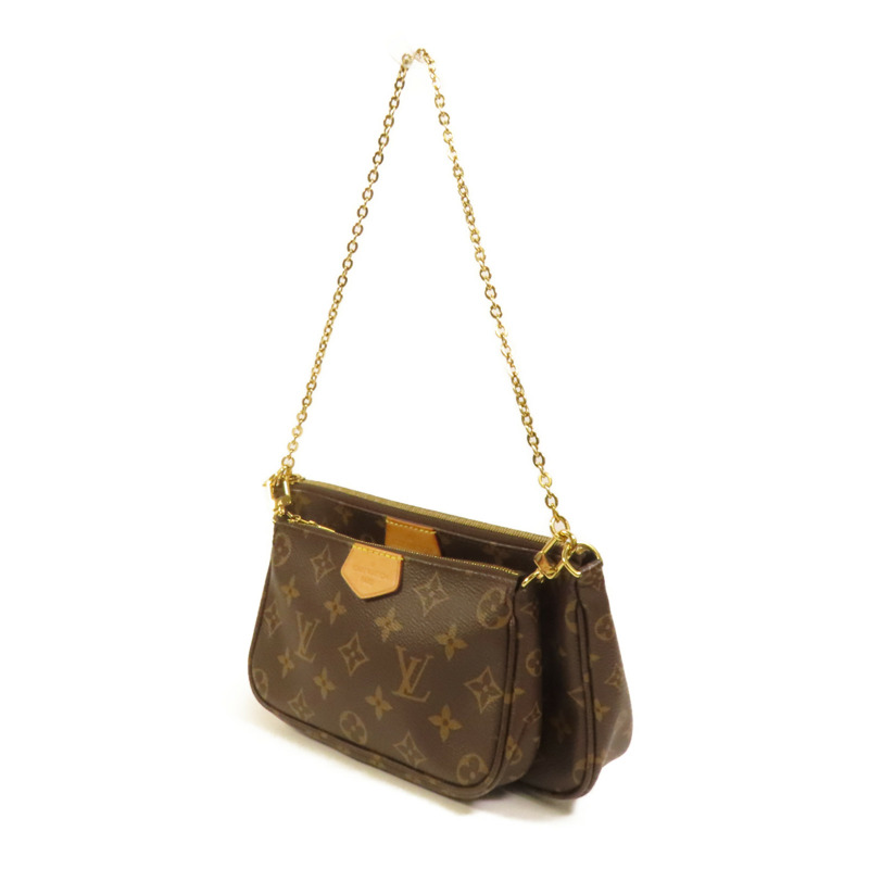 LOUIS VUITTON Monogram Multi Pochette Accessoires金扣手挽肩背兩用袋棕色-2