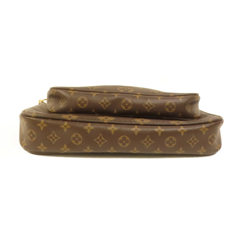 LOUIS VUITTON Monogram Multi Pochette Accessoires金扣手挽肩背兩用袋棕色-3
