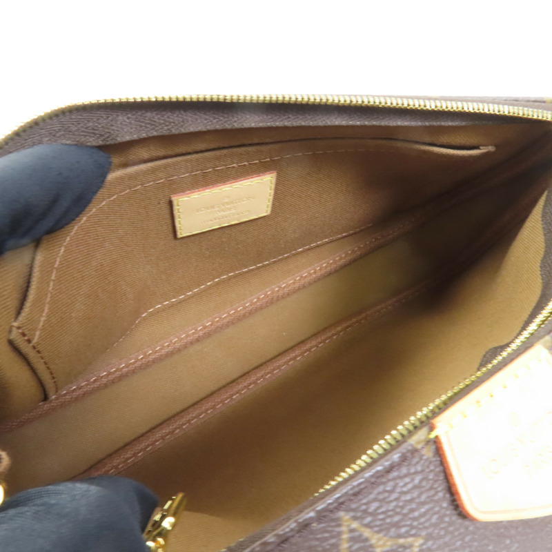 LOUIS VUITTON Monogram Multi Pochette Accessoires金扣手挽肩背兩用袋棕色-4