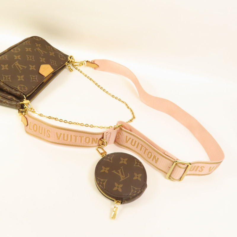 LOUIS VUITTON Monogram Multi Pochette Accessoires金扣手挽肩背兩用袋棕色-5