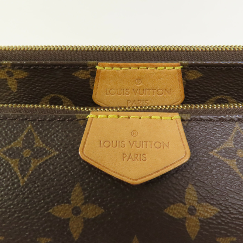 LOUIS VUITTON Monogram Multi Pochette Accessoires金扣手挽肩背兩用袋棕色-8
