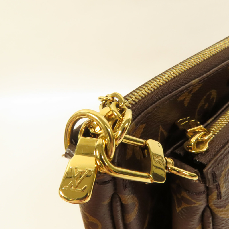 LOUIS VUITTON Monogram Multi Pochette Accessoires金扣手挽肩背兩用袋棕色-9