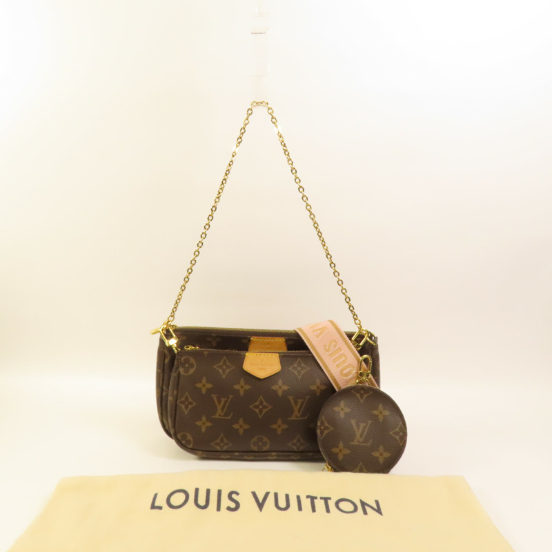 LOUIS VUITTON Monogram Multi Pochette Accessoires金扣手挽肩背兩用袋棕色-12