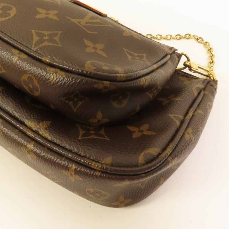 LOUIS VUITTON Monogram Multi Pochette Accessoires金扣手挽肩背兩用袋棕色-13