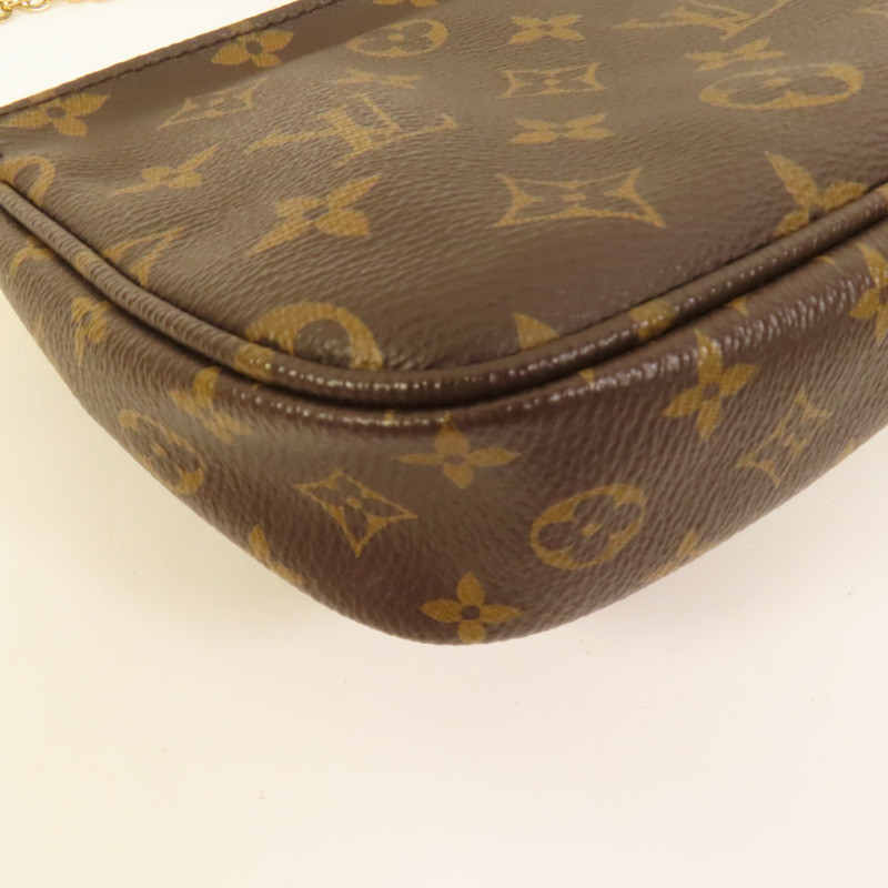 LOUIS VUITTON Monogram Multi Pochette Accessoires金扣手挽肩背兩用袋棕色-14