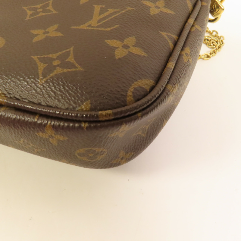 LOUIS VUITTON Monogram Multi Pochette Accessoires金扣手挽肩背兩用袋棕色-15