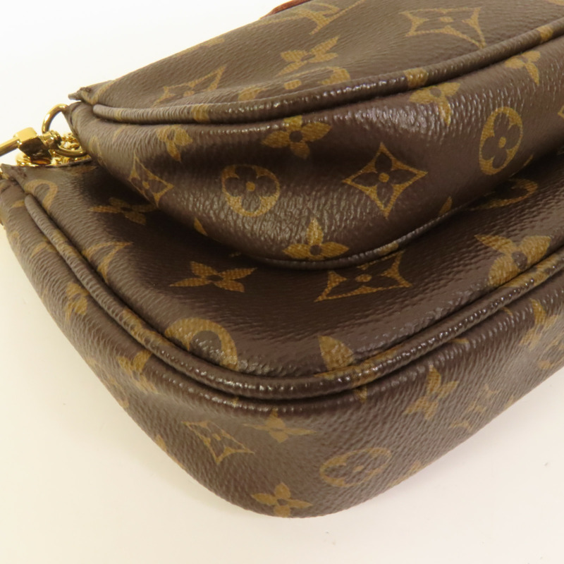 LOUIS VUITTON Monogram Multi Pochette Accessoires金扣手挽肩背兩用袋棕色-16