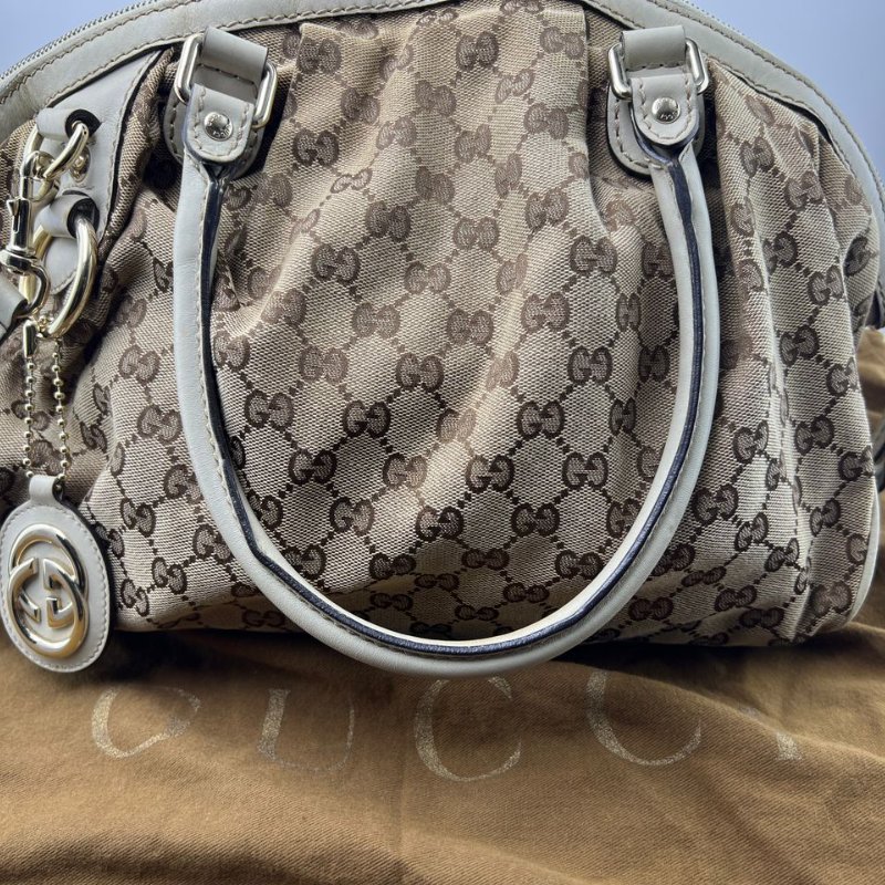 Gucci 雙 G 老花軟貝殼手提斜挎包-0