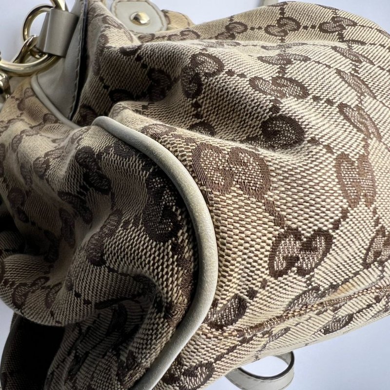 Gucci 雙 G 老花軟貝殼手提斜挎包-13