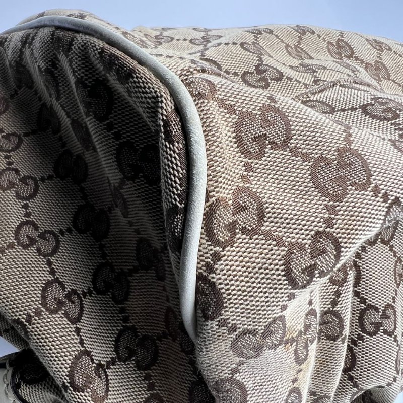 Gucci 雙 G 老花軟貝殼手提斜挎包-14