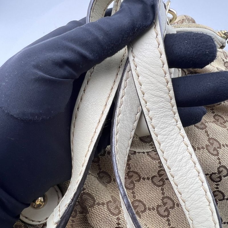 Gucci 雙 G 老花軟貝殼手提斜挎包-26