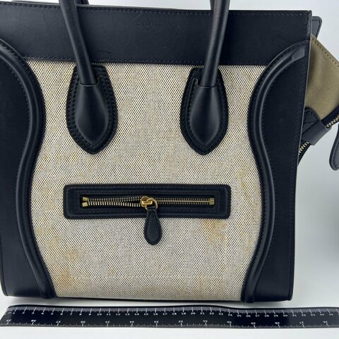 Celine Luggage 帆布拼皮笑臉包