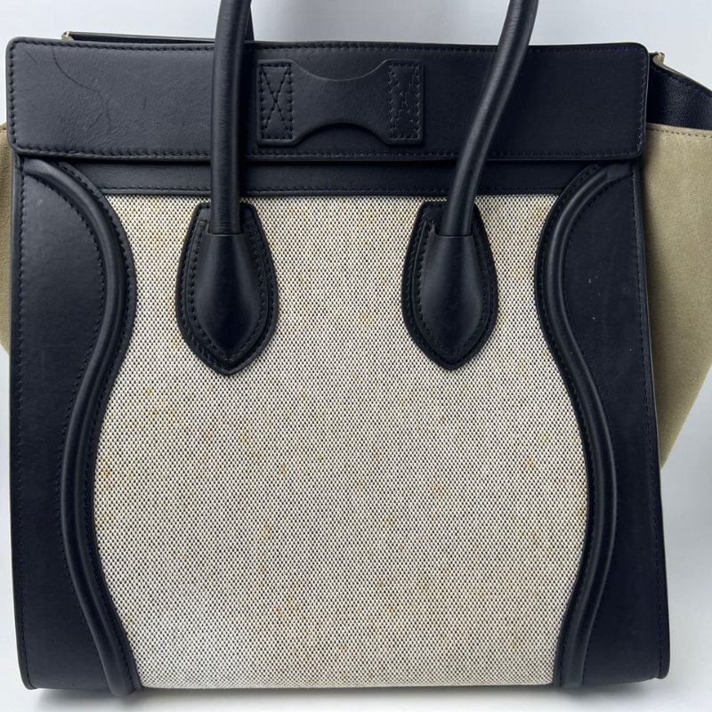 Celine Luggage 帆布拼皮笑臉包-8