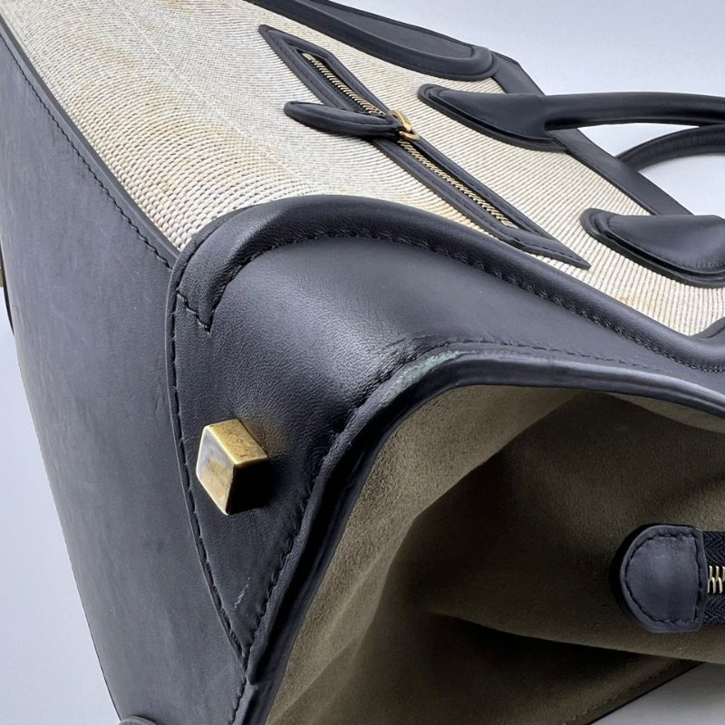 Celine Luggage 帆布拼皮笑臉包-10