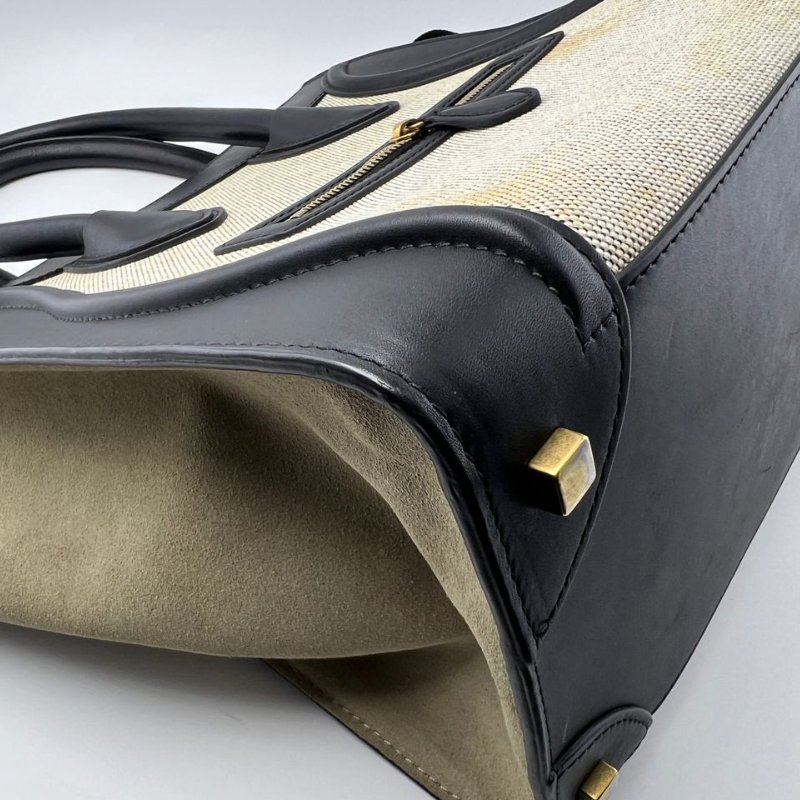 Celine Luggage 帆布拼皮笑臉包-11