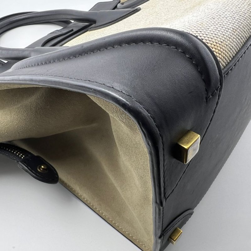 Celine Luggage 帆布拼皮笑臉包-12